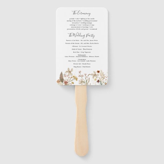 Bow Wildblumen Hochzeitsprogramm Fan Fächer