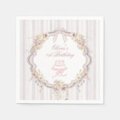 Bow Wildflower Erster Geburtstag Serviette (Vorderseite)