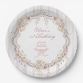 Bow Wildflower Erstes Geburtstags-Papierplatten Pappteller (Vorderseite)
