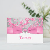 BOW - Winter Wonderland Bat Mitzvah UAWG 2 RSVP Karte (Stehend Vorderseite)