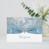 BOW - Winter Wonderland Bat Mitzvah UAWG RSVP Karte (Stehend Vorderseite)