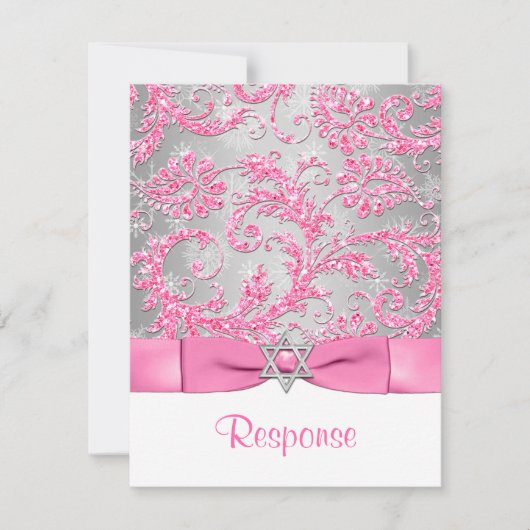 BOW - Winter Wonderland Bat Mitzvah UAWG RSVP Karte (Vorderseite)