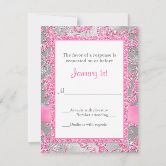 BOW - Winter Wonderland Bat Mitzvah UAWG RSVP Karte (Rückseite)