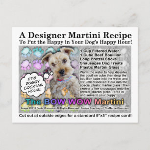 Bow Wow Martini für Hunde Rezept Postkarte