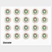Bow Wreath Watercolor Weihnachtskleber Runder Aufkleber (Blatt)