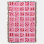 Bow & XOXO, Retrovibe, rosa und rote Throw-Blanket Decke (Vorderseite Vertikal)