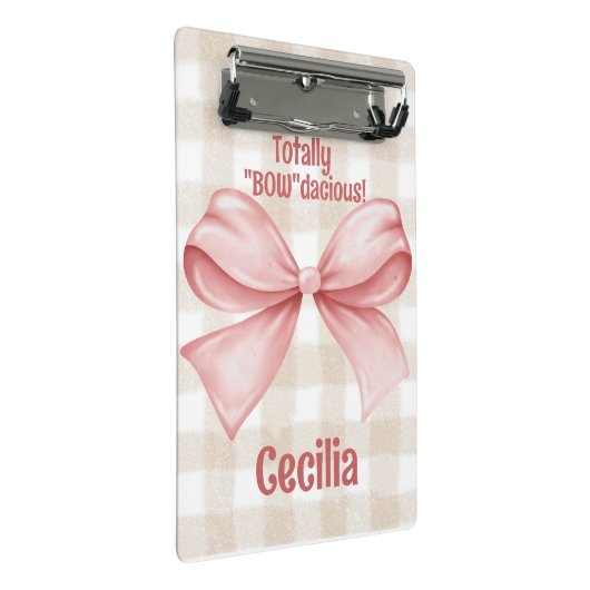 "Bowdacious gingham" mit Aquarellbogen-Klassiker Mini Klemmbrett (Schrägansicht)