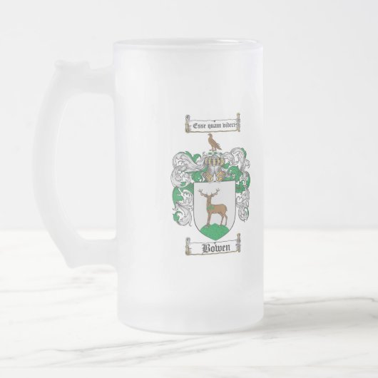 BOWEN FAMILIENWAPPEN - BOWEN WAPPEN MATTGLAS BIERGLAS (Links)
