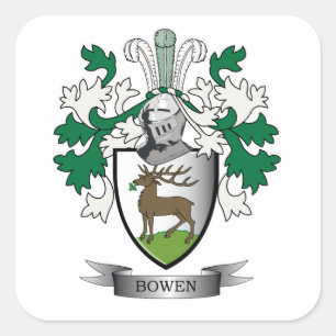 Bowen Familienwappen-Wappen Quadratischer Aufkleber