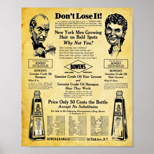 Bowens Vintag Hair Tonic Print Poster (Vorne)