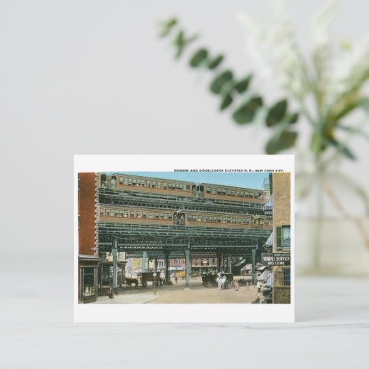 Bowery and Doubledeck Elevated R.R., NYC Postkarte (Stehend Vorderseite)
