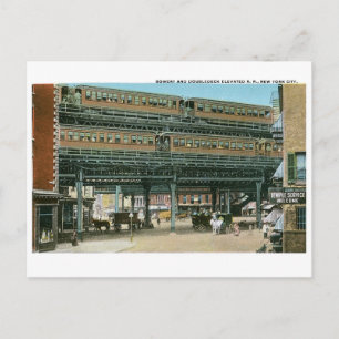 Bowery and Doubledeck Elevated R.R., NYC Postkarte