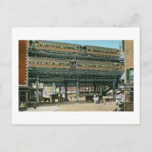 Bowery und Doubledeck Elevated, New York Postkarte