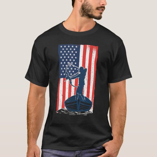 Bowfish American Flag Fish Bow Jagen T-Shirt (Vorderseite)