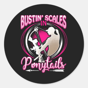 Bowfish Bustin skala in Ponytails Bow Fisch Runder Aufkleber
