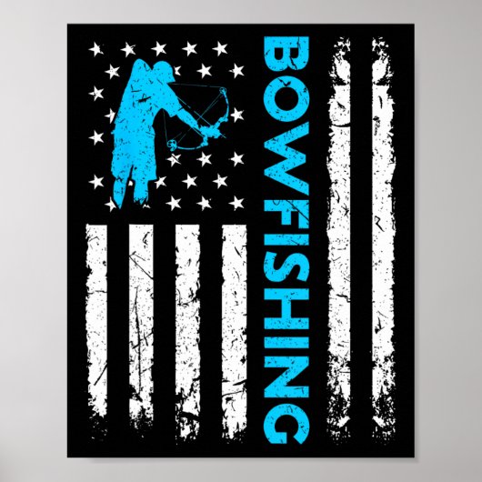 Bowfish US-Flagge Vintage Fischerei Bowfish Hunter Poster (Vorne)