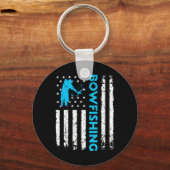 Bowfish US-Flagge Vintage Fischerei Bowfish Hunter Schlüsselanhänger (Vorderseite)