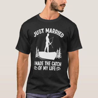 Bowfisher Gerade verheiratet Fang des Lebens Bogen T-Shirt