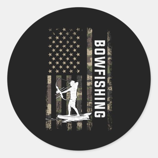 Bowfishing American Flag Bowfish Runder Aufkleber (Vorderseite)
