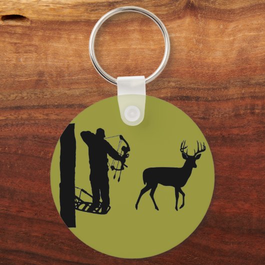 Bowhunter in Treestand Shooting Deire Schlüsselanhänger (Vorderseite)