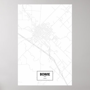 Bowie, Texas (Schwarzes auf Weiß) Poster