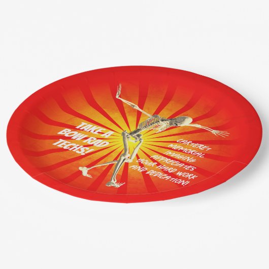 Bowing Skeleton Krass Tech Wertschätzung Pappteller (Schrägansicht)