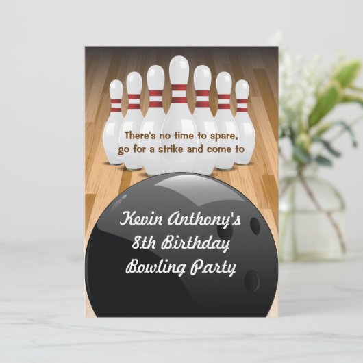 Bowl a Strike-Party Einladung (Stehend Vorderseite)