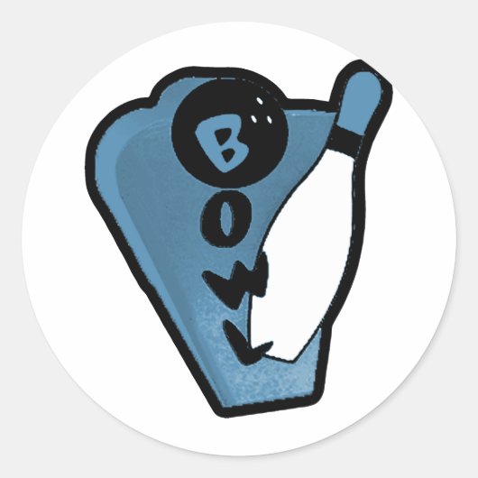 Bowl Button Retro Bowling Ad Logo Blau Runder Aufkleber (Vorderseite)