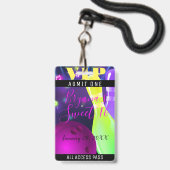 Bowl Glow Bowling Birthday Party Light VIP Pass Ausweis (Vorderseite mit Lanyard)