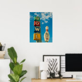BOWL in Farbe - Vintager Bowling Alley Neon Sign Poster (Heimbüro)