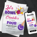 Bowl Kids Bowling Birthday Party Einladung<br><div class="desc">Machen Sie sich mit dieser bezaubernden Bowling-Geburtstagseinladung ein wenig amüsant! Dieses Design ist perfekt zum Geburtstag eines kleinen Mädchens geeignet und bietet ein niedliches Bowling-Button und einen glücklichen Bowlingball. Personalisieren Sie mit Ihren Party-Details für eine einmalige Einladung,  die einen bleibenden Eindruck hinterlassen wird.</div>