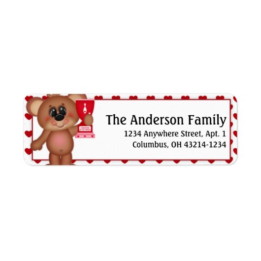 Bowl Me over Valentine Bear Address Labels d6 (Vorne)