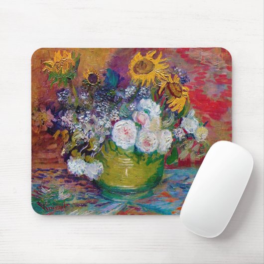 Bowl mit Blume, Van Gogh Mousepad (Mit Mouse)