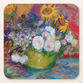Bowl mit Blume, Van Gogh Rechteckiger Pappuntersetzer (Vorderseite)