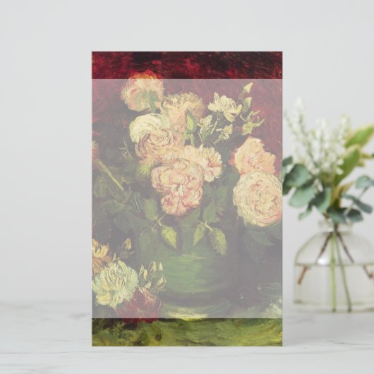 Bowl mit Peongs und Rose von Vincent van Gogh Briefpapier (Stehend Vorderseite)