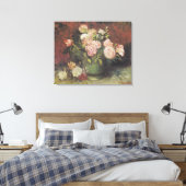Bowl mit Peongs und Rose von Vincent van Gogh Leinwanddruck (Insitu (Schlafzimmer))
