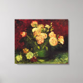 Bowl mit Peongs und Rose von Vincent van Gogh Leinwanddruck (Vorderseite)