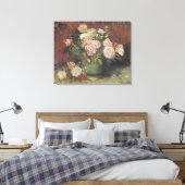 Bowl mit Peongs und Rose von Vincent van Gogh Leinwanddruck (Insitu (Schlafzimmer))