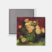 Bowl mit Peongs und Rose von Vincent van Gogh Magnet (Vorderseite/Rückseite)