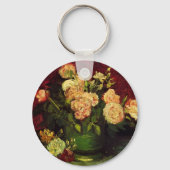 Bowl mit Peongs und Rose von Vincent van Gogh Schlüsselanhänger (Rückseite)