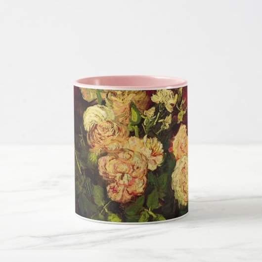 Bowl mit Peongs und Rose von Vincent van Gogh Tasse (Zentrum)