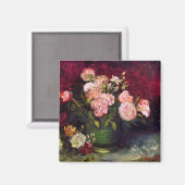 Bowl mit Peonies & Rose Van Gogh Fine Art Magnet (Vorderseite/Rückseite)