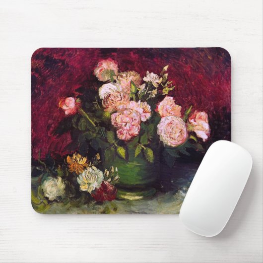 Bowl mit Peonies & Rose Van Gogh Fine Art Mousepad (Mit Mouse)