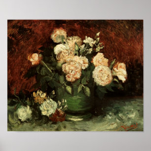 Bowl mit Peonies & Rose Van Gogh Fine Art Poster