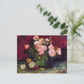 Bowl mit Peonies & Rose Van Gogh Fine Art Postkarte (Stehend Vorderseite)