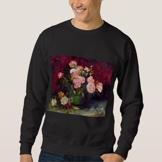 Bowl mit Peonies & Rose Van Gogh Fine Art Sweatshirt (Vorderseite)