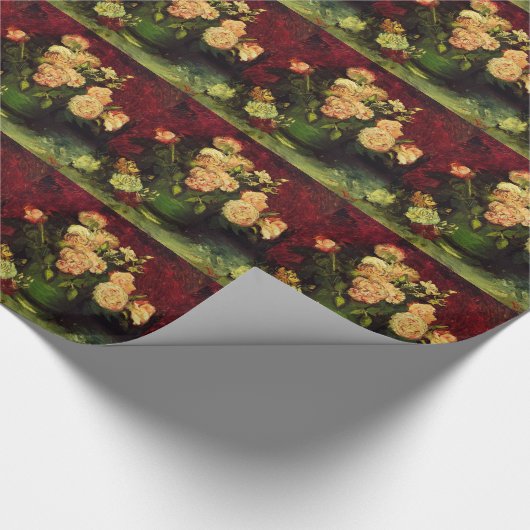 Bowl mit Peonies und Rose, Vincent van Gogh. Geschenkpapier (Ecke)