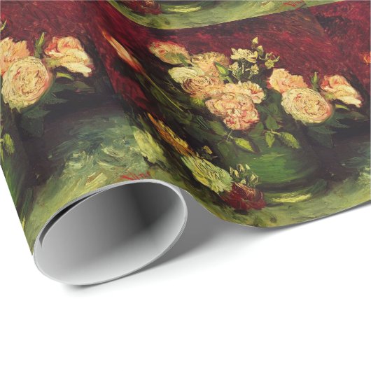 Bowl mit Peonies und Rose, Vincent van Gogh. Geschenkpapier (Rolleneckpunkt)