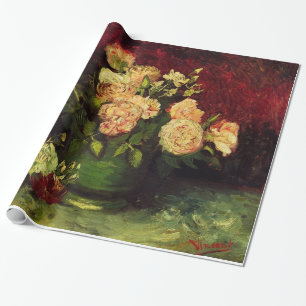Bowl mit Peonies und Rose, Vincent van Gogh. Geschenkpapier