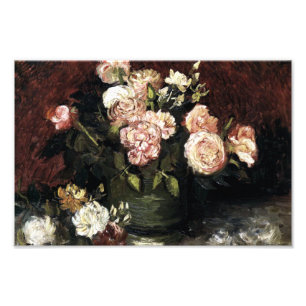 Bowl mit Peonys und Rose - Gogh Fotodruck